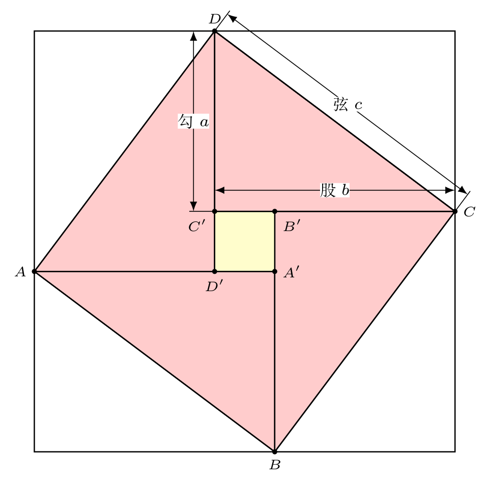 用tkz-euclide宏包绘制赵爽弦图